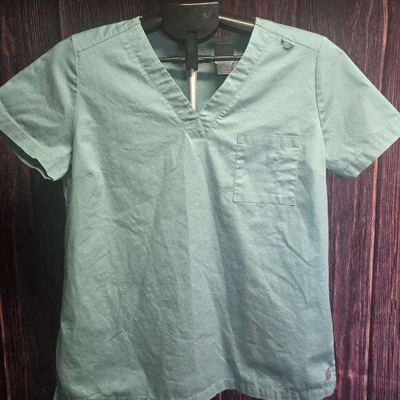 Butter Soft Stretch Mint Green Scrub Set V Neck Top & Cargo Pants Size M - Picture 1 of 3